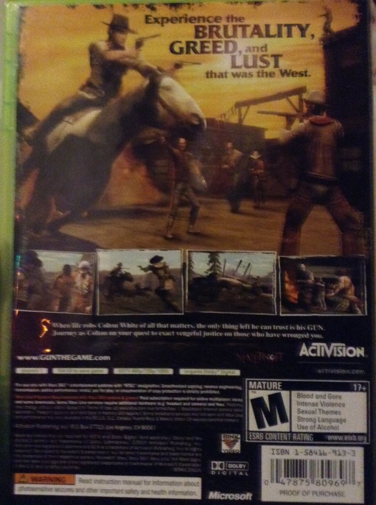 Gun - Microsoft Xbox 360 (Activision - 1) video game collectible [Barcode 047875809697] - Main Image 2