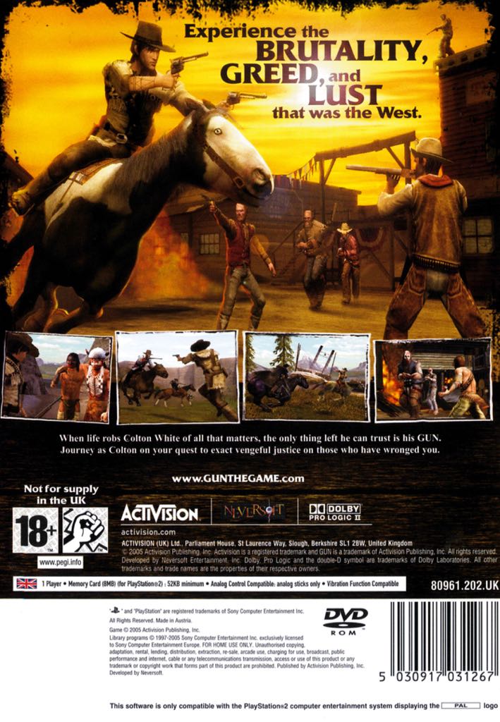 Gun - Sony PlayStation 2 (PS2) (Activision - 1) video game collectible [Barcode 5030917031267] - Main Image 2