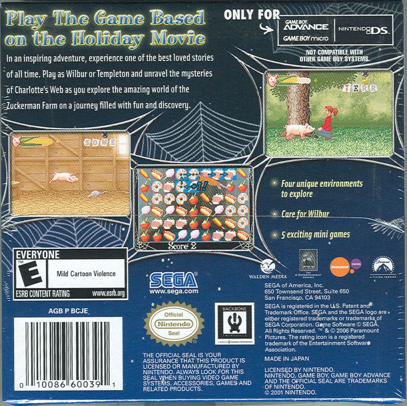Charlotte’s Web - Nintendo Game Boy Advance (GBA) video game collectible [Barcode 5060138430112] - Main Image 2