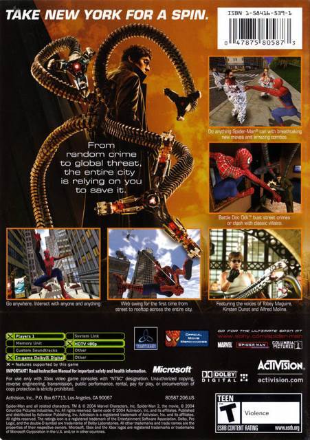 Spider-Man 2 - Microsoft Xbox (Activision - 1) video game collectible [Barcode 5030917023064] - Main Image 2