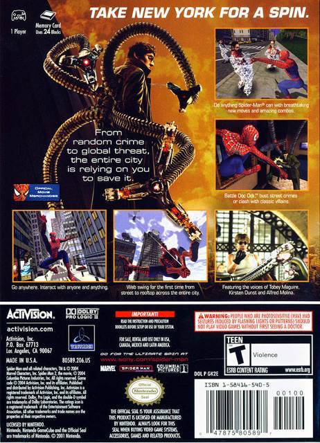Spider-Man 2 - Nintendo GameCube video game collectible [Barcode 5030917027543] - Main Image 2