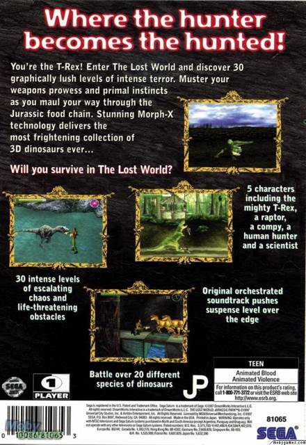 The Lost World - Jurassic Park - Sega Saturn (1) video game collectible [Barcode 4974365810658] - Main Image 2