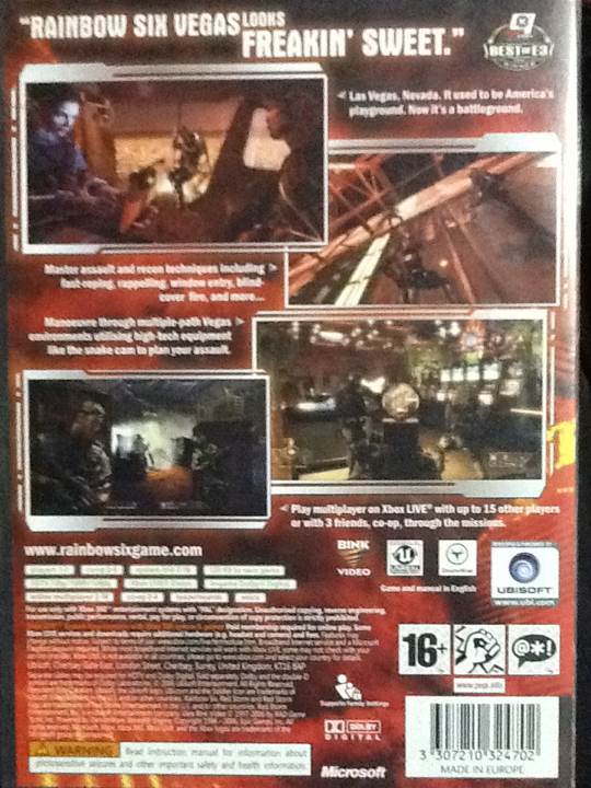 Tom Clancy’s Rainbow Six Vegas (Classics) - Microsoft Xbox 360 (Ubisoft - 1-2) video game collectible [Barcode 3307210324757] - Main Image 2