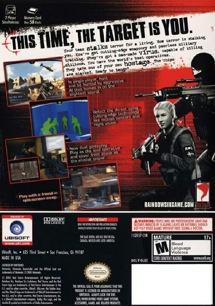 Tom Clancy’s Rainbow Six: Lockdown - Nintendo GameCube (Ubisoft - 1-2) video game collectible [Barcode 008888152057] - Main Image 2