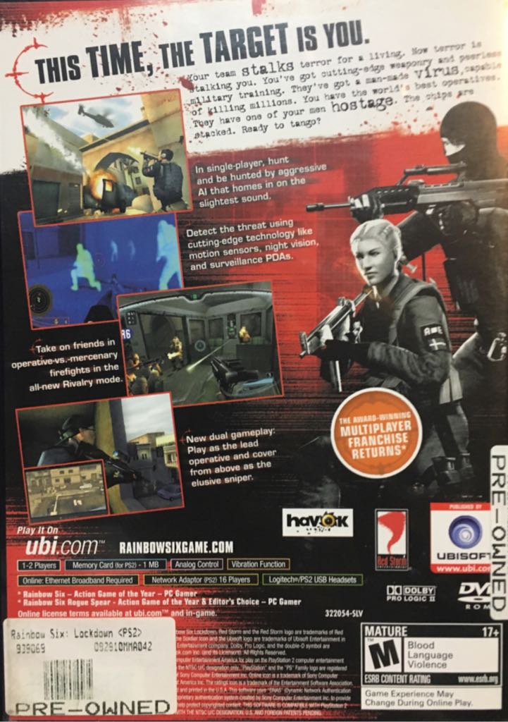 Rainbow Six - Lockdown - Sony PlayStation 2 (PS2) (Ubisoft - 2) video game collectible [Barcode 008888322054] - Main Image 2