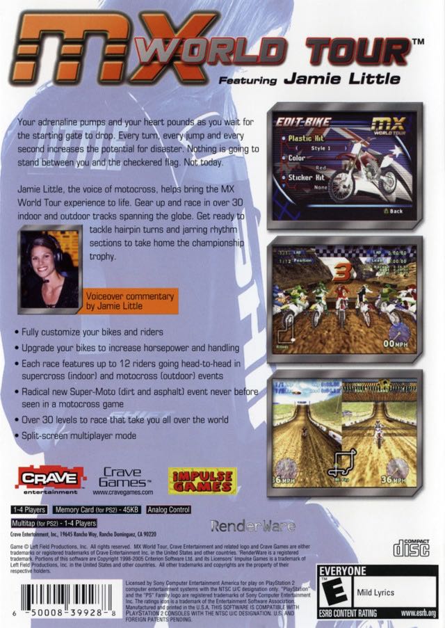MX World Tour Featuring Jamie Little - Sony PlayStation 2 (PS2) (Crave Entertainment) video game collectible - Main Image 2