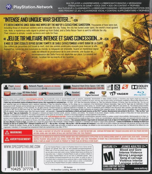 Spec Ops: The Line [Premium Edition] - Sony PlayStation 3 (PS3) (2K Games - 1) video game collectible [Barcode 710425377785] - Main Image 2