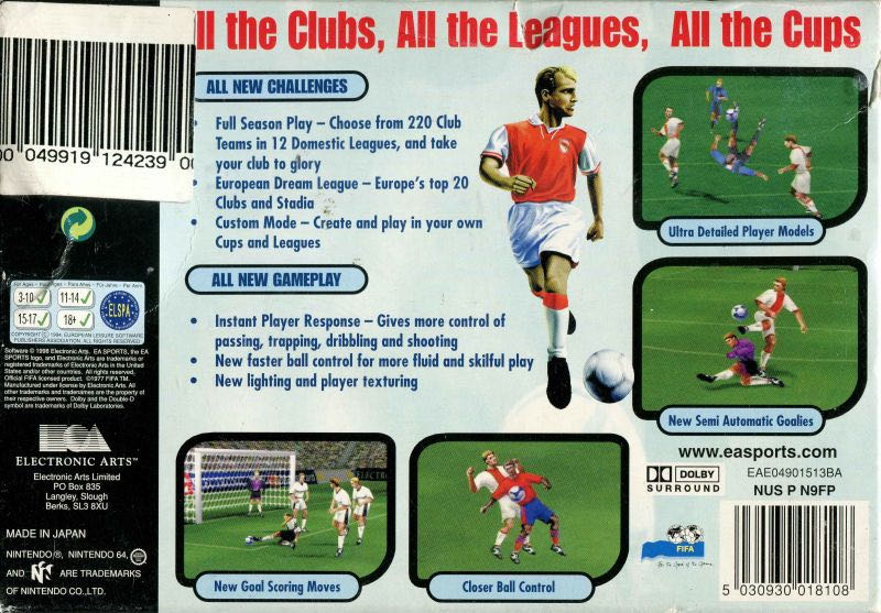 FIFA 1999 - Nintendo 64 (N64) (Electronic Arts/EA Games - 4) video game collectible [Barcode 5030930018108] - Main Image 2