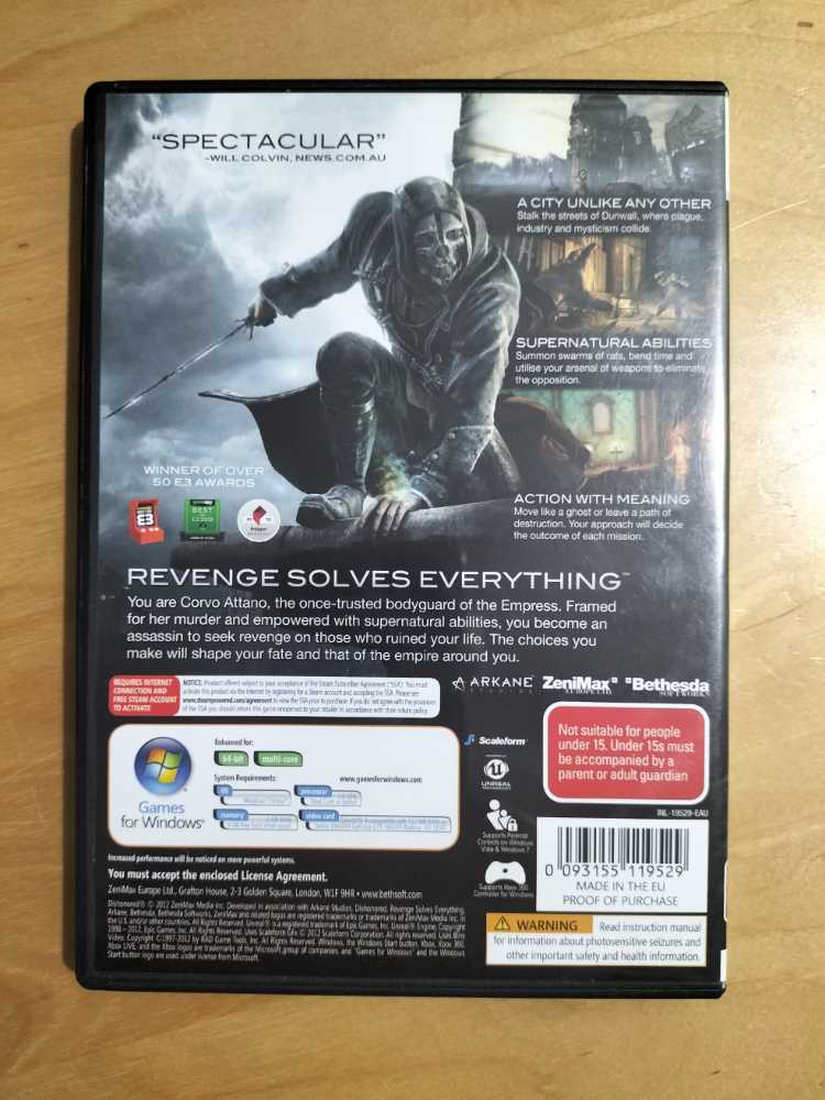 Dishonored - PC video game collectible [Barcode 093155119529] - Main Image 2
