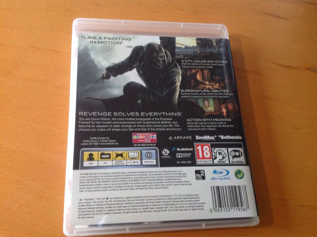 Dishonored - Sony PlayStation 3 (PS3) (Bethesda Softworks - 1) video game collectible [Barcode 093155119567] - Main Image 2