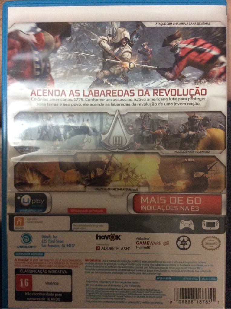 Assassin’s Creed III - Nintendo Wii U (Ubisoft - 1 Players Players) video game collectible [Barcode 008888187851] - Main Image 2