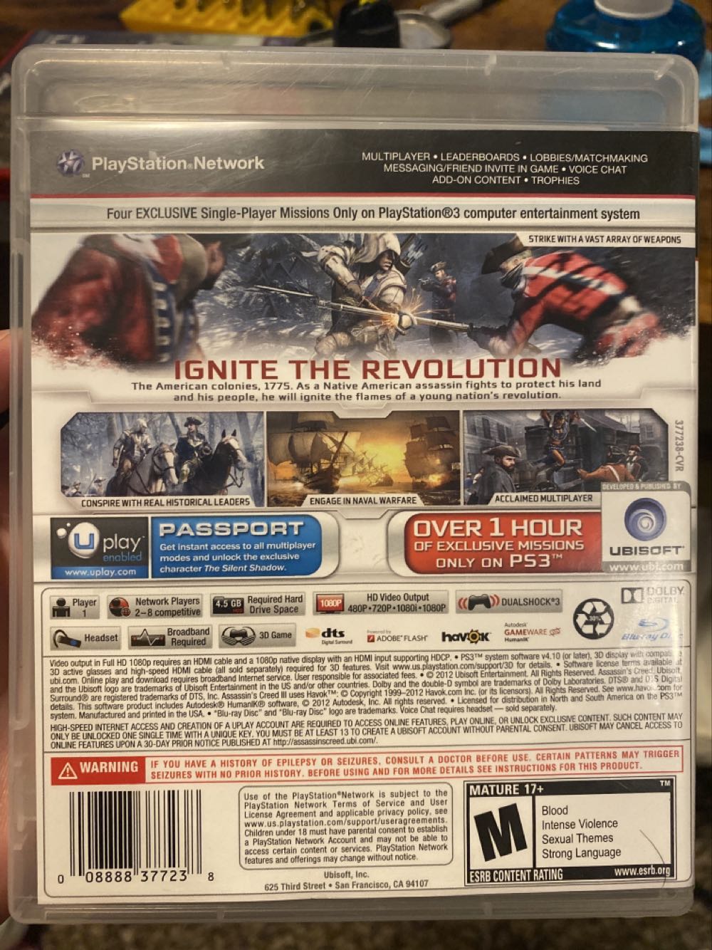 Assassin’s Creed III - Sony PlayStation 3 (PS3) (Ubisoft - 1) video game collectible [Barcode 008888377238] - Main Image 2