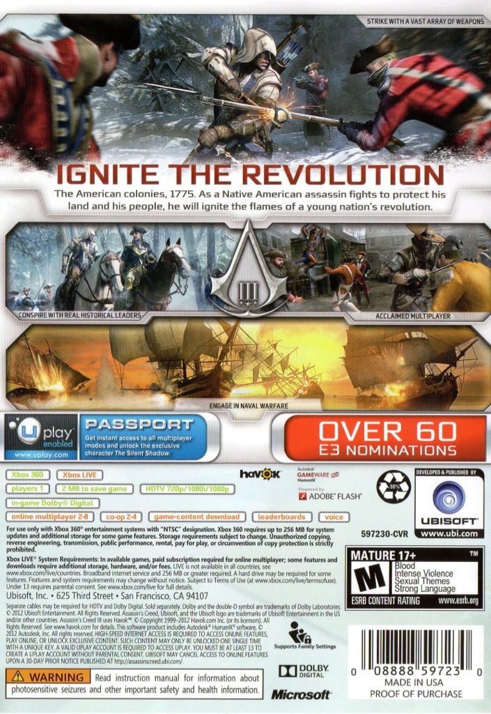 Assassin’s Creed III - Microsoft Xbox 360 (Ubisoft - 1) video game collectible [Barcode 3307215634929] - Main Image 2