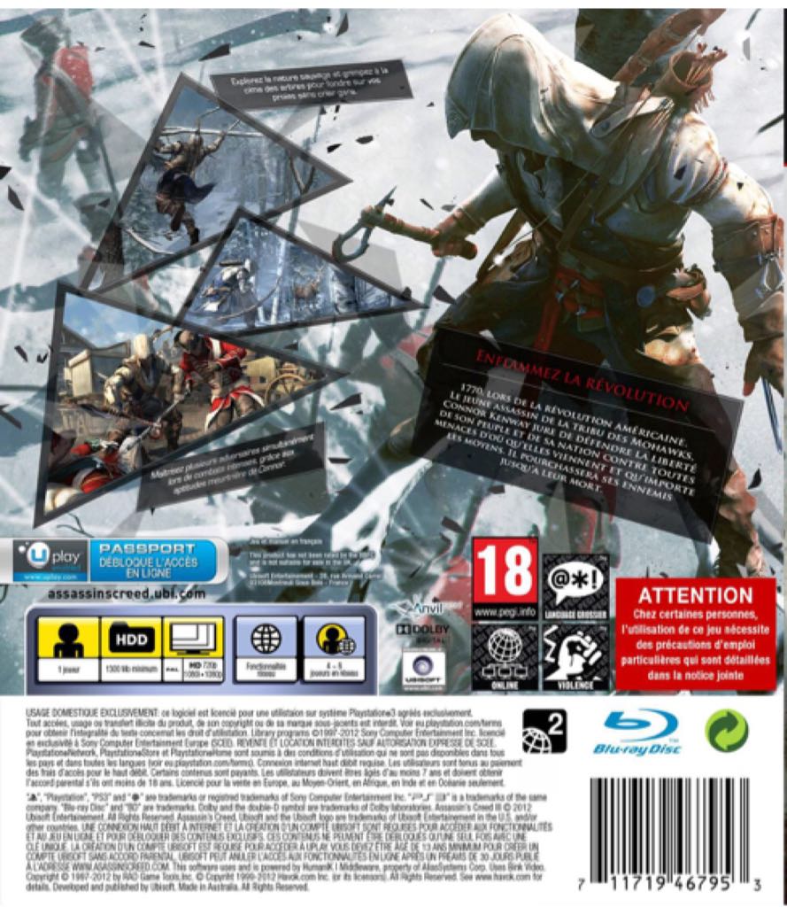 Assassin’s Creed III [Edition Exclusive] PS3 - Sony PlayStation 3 (PS3) (Ubisoft Montreal - 8) video game collectible [Barcode 3307215637678] - Main Image 2