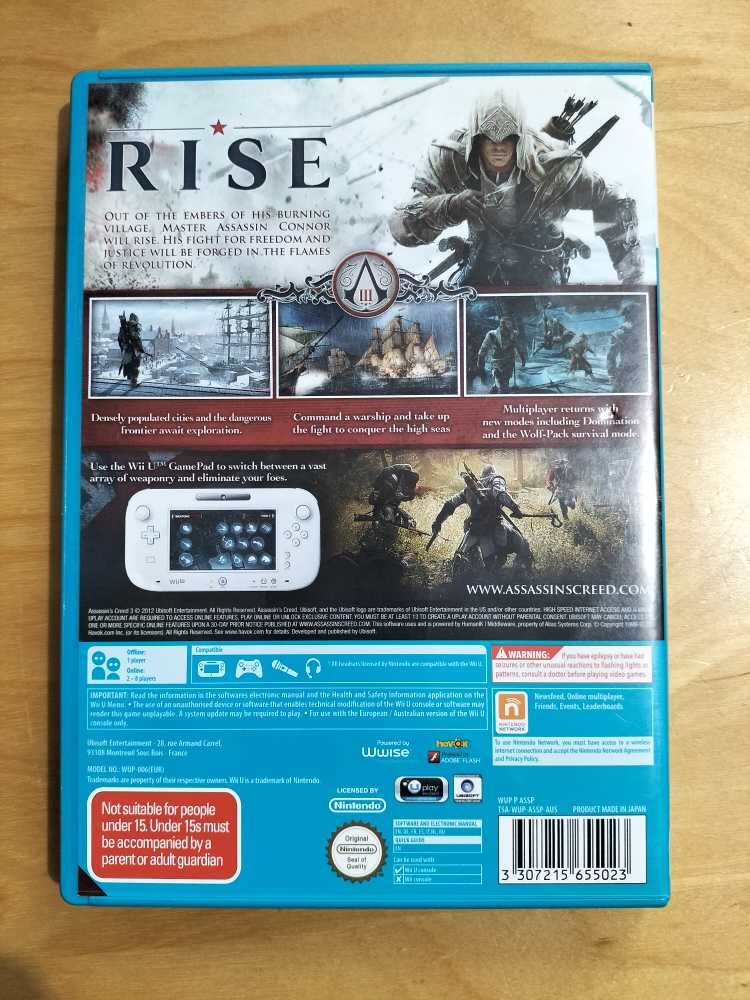 Assassin’s Creed III - Nintendo Wii U (Ubisoft - 1) video game collectible [Barcode 3307215655023] - Main Image 2