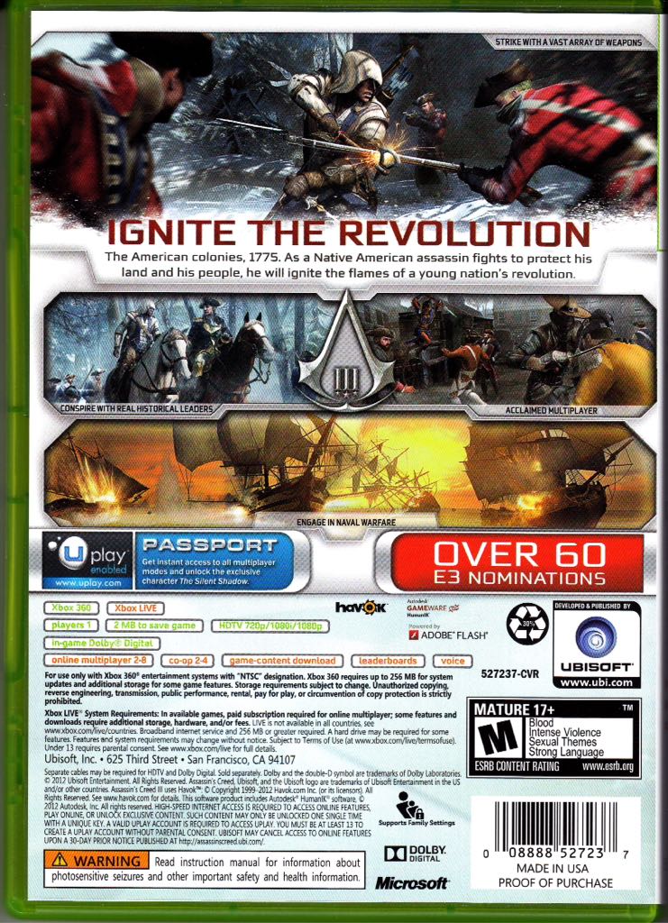 Assassin’s Creed III - Microsoft Xbox 360 (Ubisoft - 1) video game collectible [Barcode 3307215657584] - Main Image 2