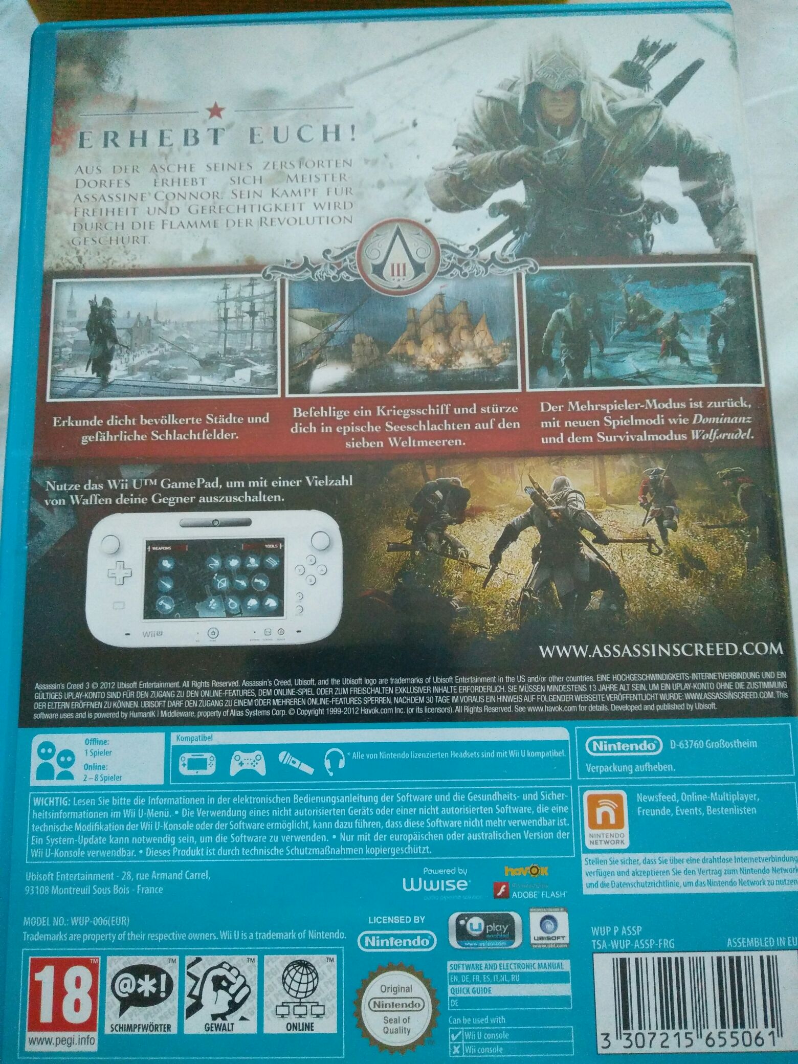 Assassins Creed 3 - Nintendo Wii U (Ubisoft - 1) video game collectible [Barcode 3307215655061] - Main Image 2