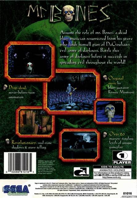 Mr. Bones - Sega Saturn (Sega - 1) video game collectible [Barcode 010086810165] - Main Image 2