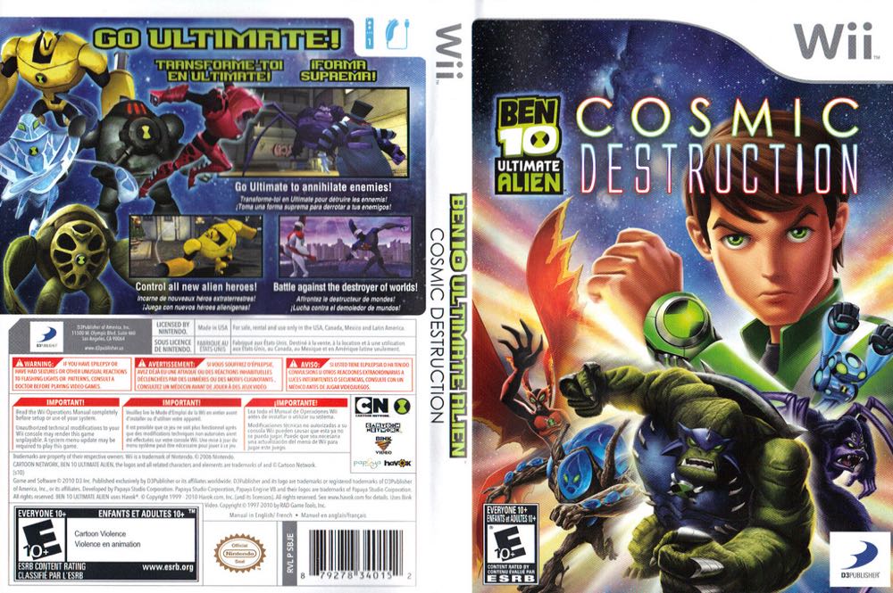 Ben 10 Ultimate Alien: Cosmic Destruction - Nintendo Wii (D3 Publisher - 1) video game collectible [Barcode 879278340152] - Main Image 2