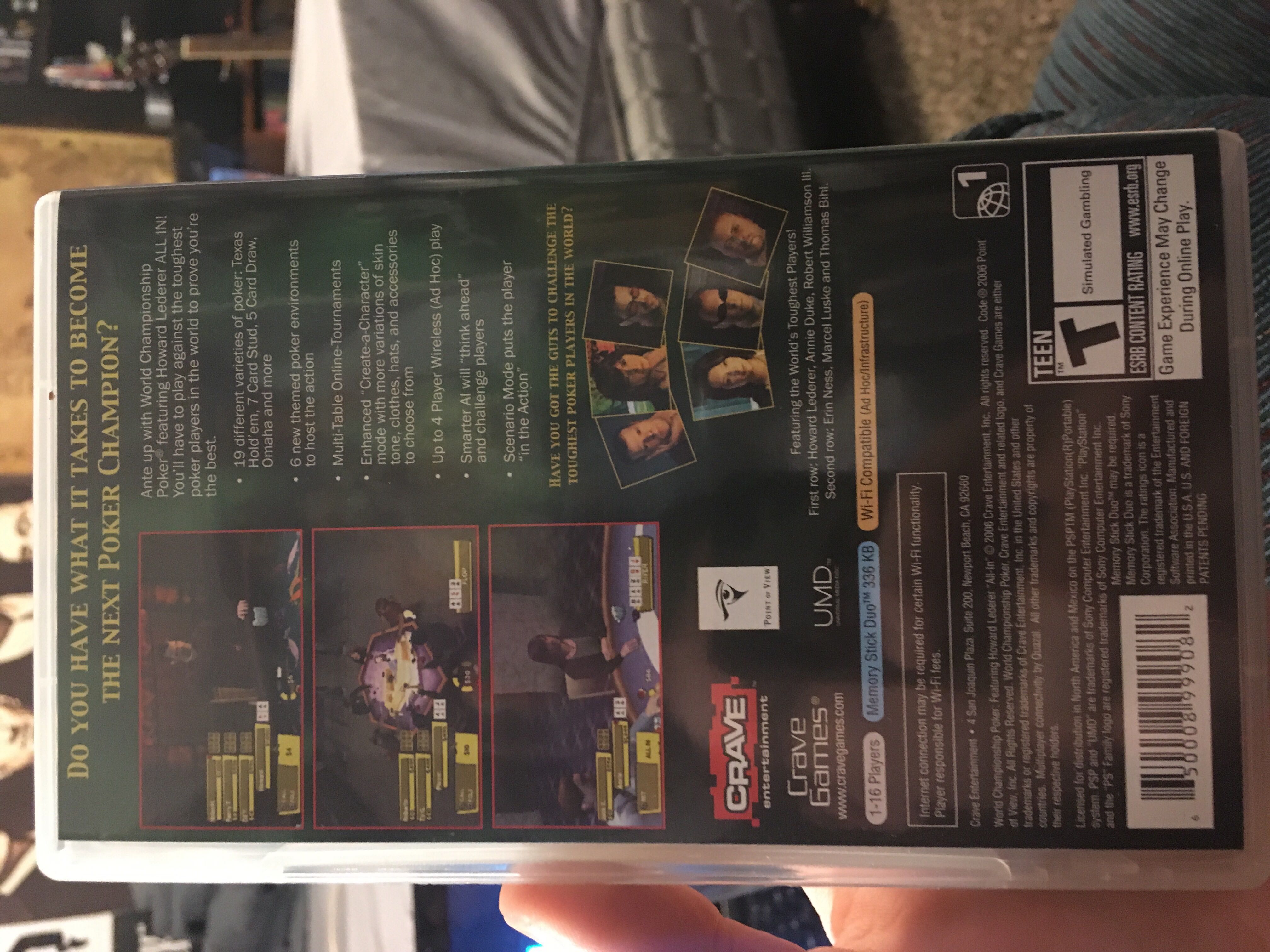 World Championship Poker Featuring Howard Lederer - All In - Sony PlayStation Portable (PSP) (Crave Entertainment, Inc. - 1-16) video game collectible [Barcode 650008999082] - Main Image 2