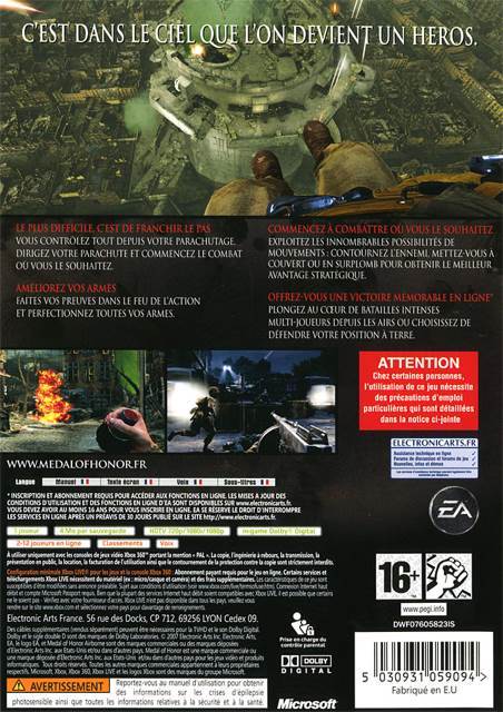 Medal of Honor: Airborne - Microsoft Xbox 360 (Electronic Arts/EA Games - 1) video game collectible [Barcode 5030930059095] - Main Image 2