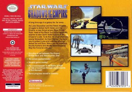 Star Wars: Shadows of the Empire - Nintendo 64 (N64) (Nintendo - 1) video game collectible [Barcode 044406870133] - Main Image 2