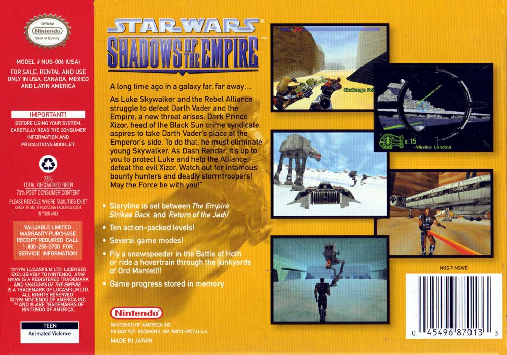 Star Wars: Shadows of the Empire - Nintendo 64 (N64) (Nintendo - 1) video game collectible - Main Image 2