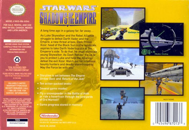 Star Wars: Shadows of the Empire - Nintendo 64 (N64) (Nintendo - 1) video game collectible - Main Image 2