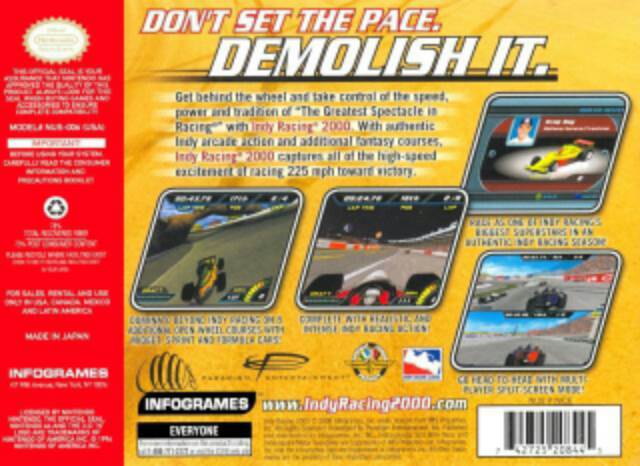 Indy Racing 2000 - Nintendo 64 (N64) (Infogames - 1-4) video game collectible [Barcode 742725208445] - Main Image 2