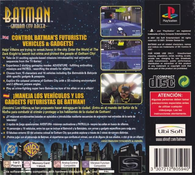 Batman:  Gotham City Racer - Sony PlayStation (Ubisoft/Warner Bros. Interactive Entertainment - 2) video game collectible [Barcode 008888310150] - Main Image 2