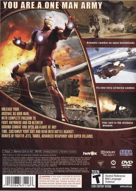 Iron Man - Sony PlayStation 2 (PS2) (Sega - 1) video game collectible [Barcode 010086631166] - Main Image 2