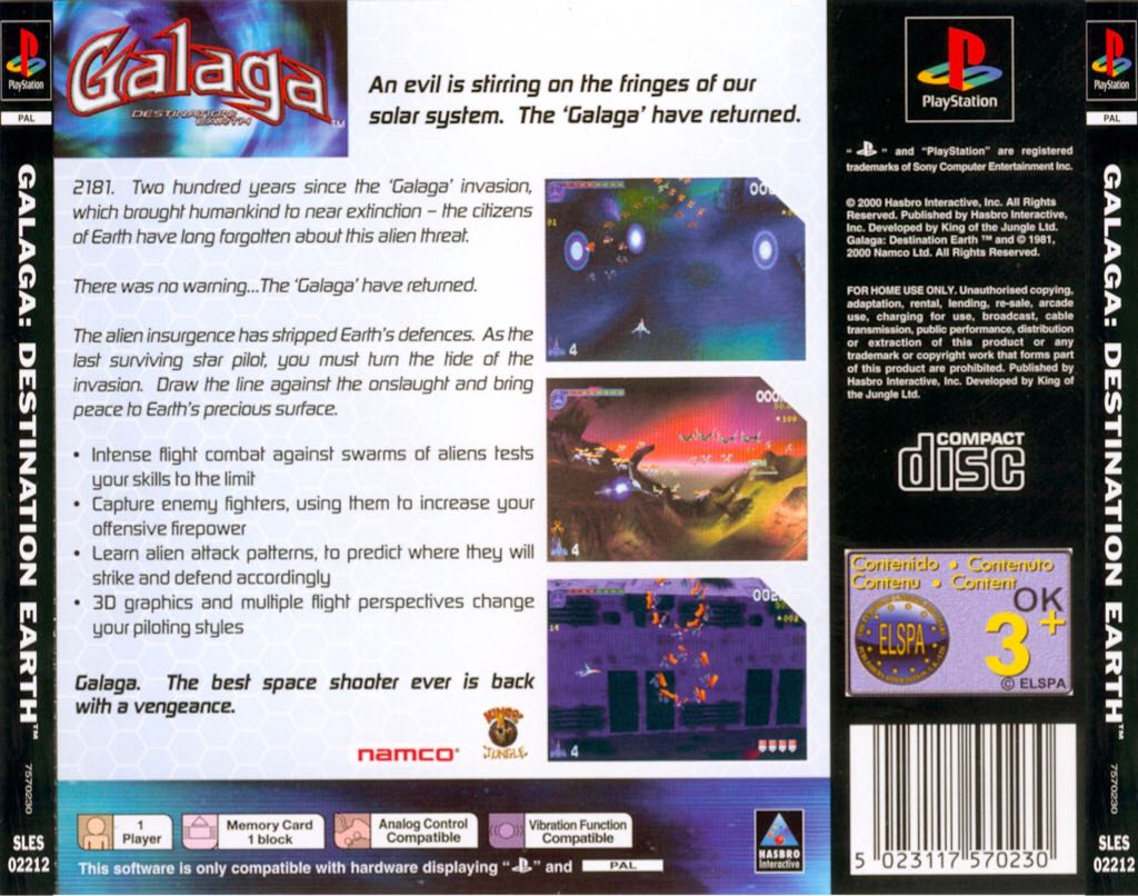 Galaga Destination Earth - Sony PlayStation (Namco - 1) video game collectible [Barcode 5023117570230] - Main Image 2