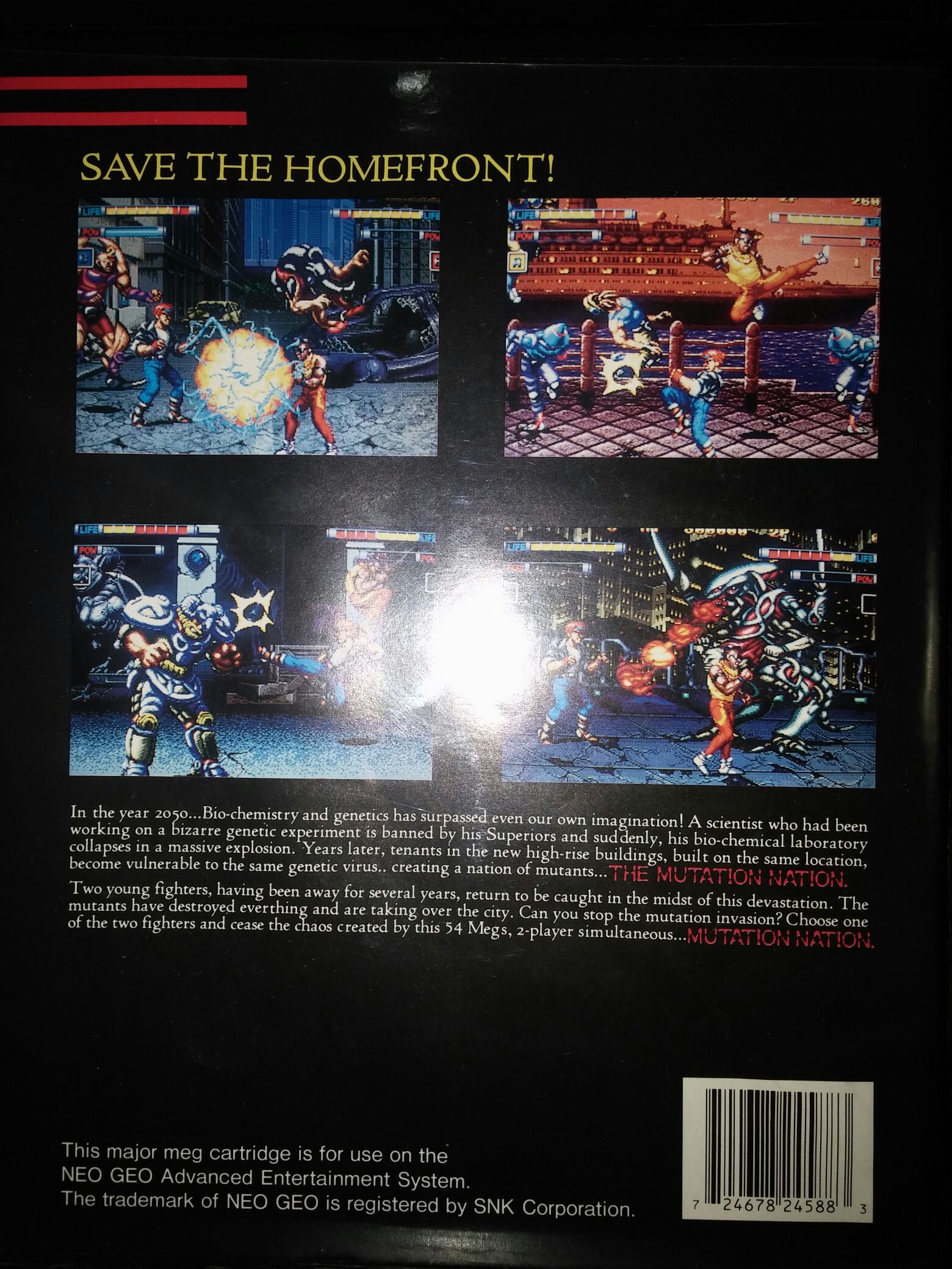 Mutation Nation - SNK Neo Geo (SNK Corporation of America - 2) video game collectible [Barcode 724678245883] - Main Image 2