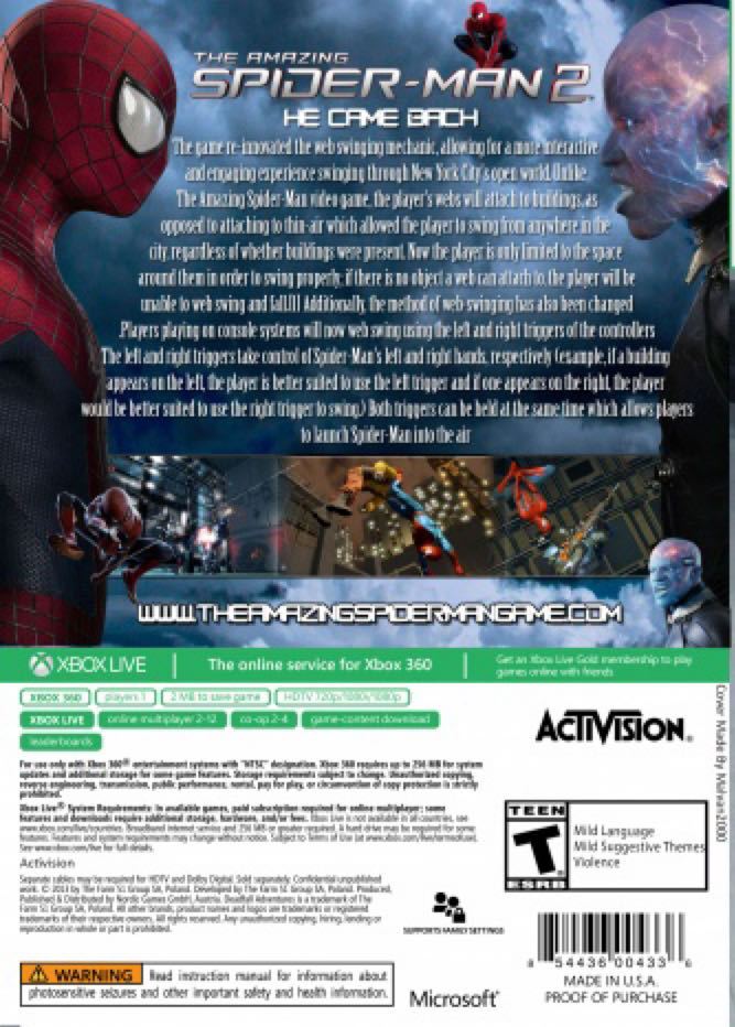 Amazing Spider-Man 2, The - Microsoft Xbox 360 (1-2) video game collectible [Barcode 5030917141379] - Main Image 2