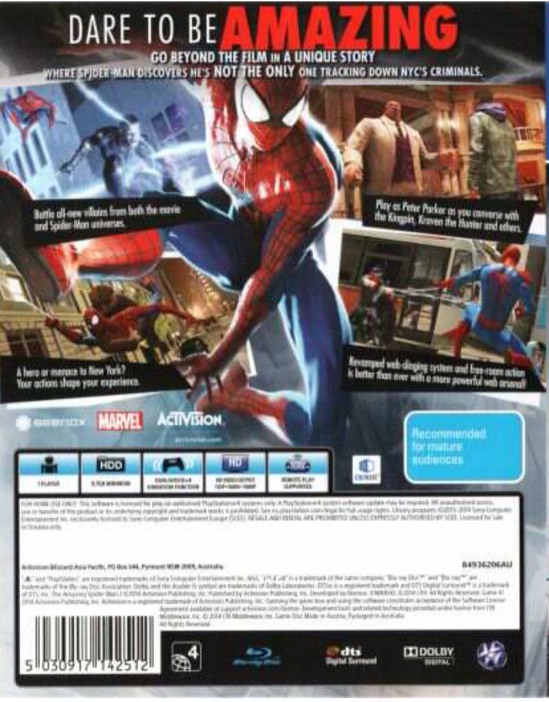 The Amazing Spiderman 2 - Sony PlayStation 4 (PS4) (Activision - 1) video game collectible [Barcode 5030917142512] - Main Image 2
