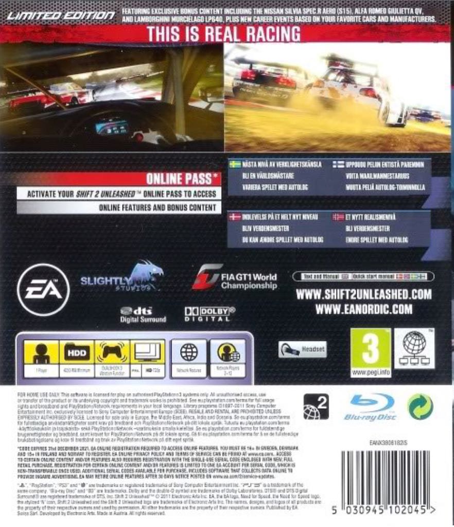 Need For Speed Shift 2 Unleashed - Sony PlayStation 3 (PS3) (1) video game collectible [Barcode 5030943092713] - Main Image 2