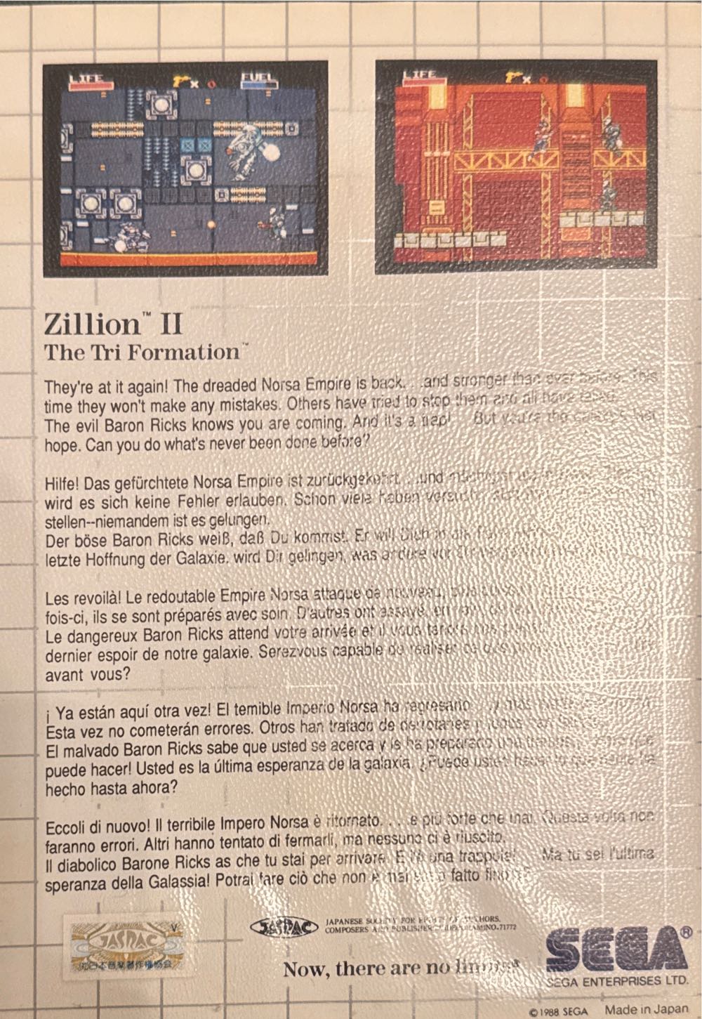 Zillion II: The Tri Formation - Sega Master System (Sega) video game collectible - Main Image 2