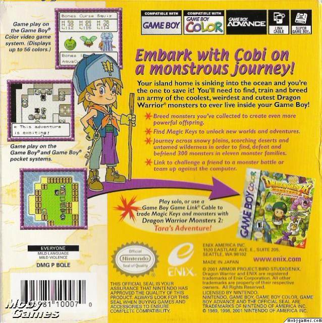 Dragon Warrior Monsters 2 : Cobi’s Journey - Nintendo Game Boy Color (Enix - 1-2) video game collectible [Barcode 695981100070] - Main Image 2
