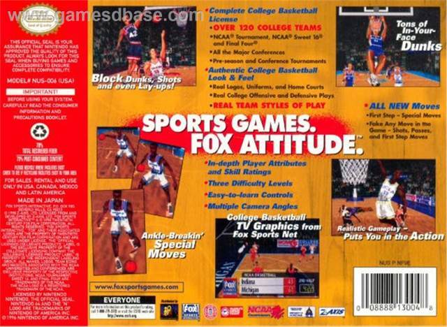 Fox Sports College Hoops ’99 - Nintendo 64 (N64) video game collectible - Main Image 2