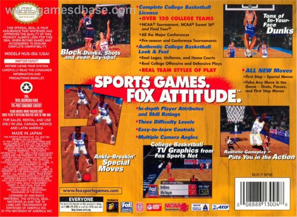Fox Sports College Hoops ’99 - Nintendo 64 (N64) (Fox Interactive - 2) video game collectible - Main Image 2