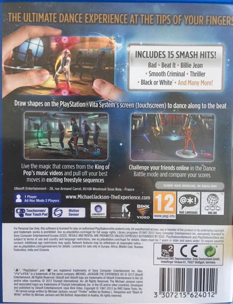 Michael Jackson: The Experience HD - Sony PlayStation Vita (PS Vita) (1) video game collectible [Barcode 3307215624012] - Main Image 2