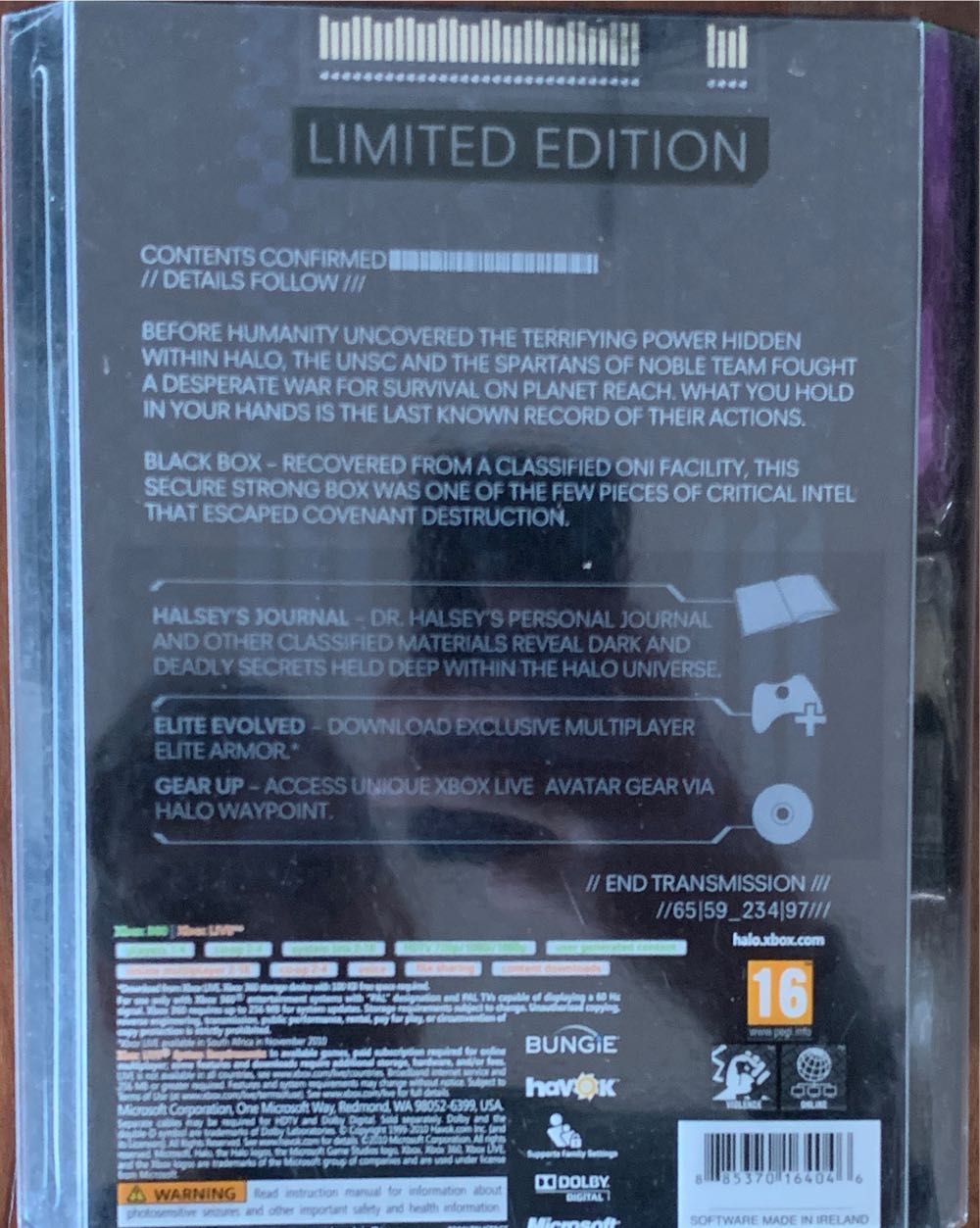 Halo Reach - Microsoft Xbox 360 (Microsoft Game Studios - 4) video game collectible [Barcode 885370164046] - Main Image 2
