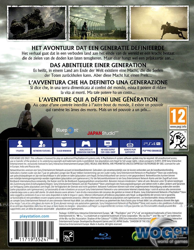 Shadow Of The Colossus - Sony PlayStation 4 (PS4) (Sony Interactive Entertainment - 1) video game collectible [Barcode 711719352174] - Main Image 2
