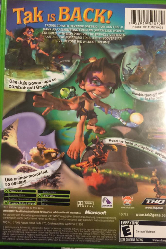 Tak 2: The Staff of Dreams - Microsoft Xbox (THQ/Paramount Consumer Products) video game collectible [Barcode 752919520321] - Main Image 2