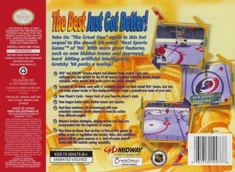 Wayne Gretzky’s 3D Hockey ’98 (USA) - Nintendo 64 (N64) (Midway Games - 4) video game collectible [Barcode 031719199778] - Main Image 2