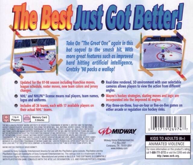 Wayne Gretzky’s 3D Hockey ’98 - Sony PlayStation (GT Interactive - 1-4) video game collectible [Barcode 5029988003396] - Main Image 2