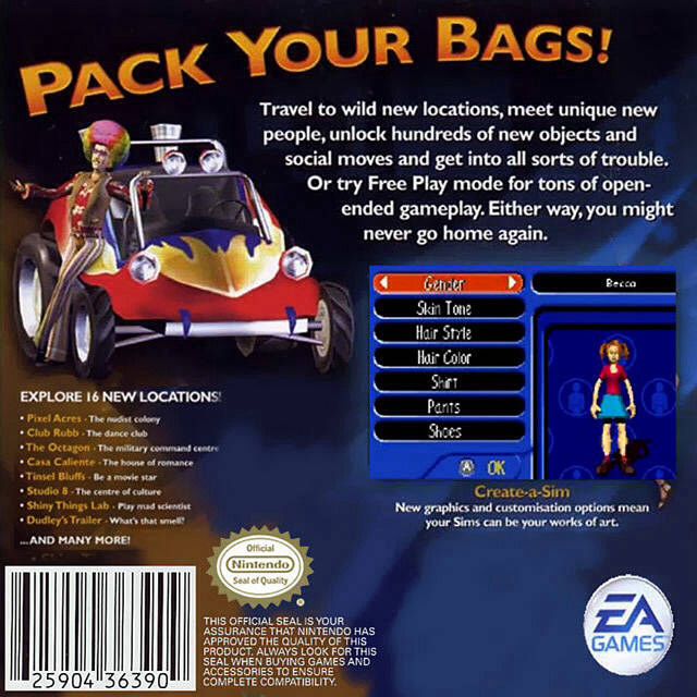 The Sims: Bustin’ Out - Nintendo Game Boy Advance (GBA) (Electronic Arts - 1) video game collectible [Barcode 014633147315] - Main Image 2