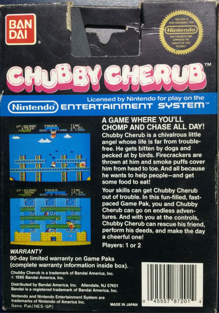Chubby Cherub - Nintendo Entertainment System (NES) (Bandai - 1-2) video game collectible [Barcode 045557872014] - Main Image 2