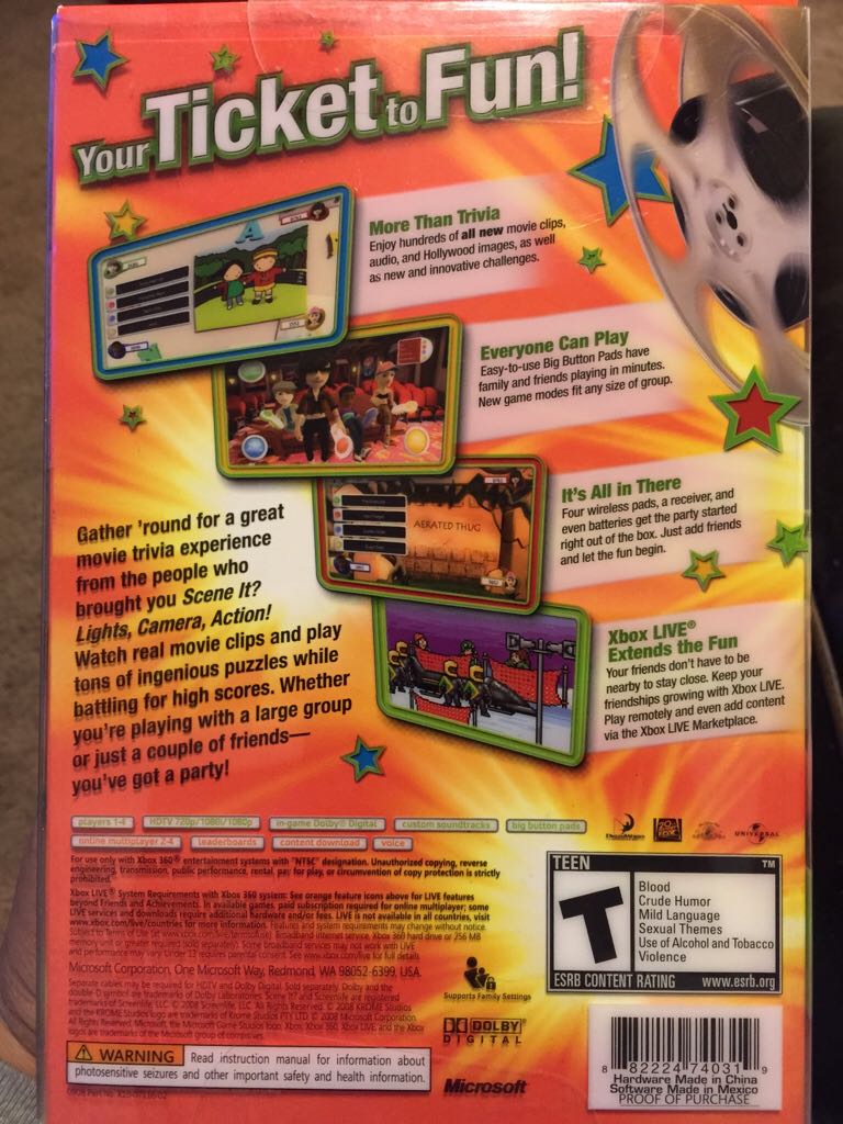 Scene It? Box Office Smash Bundle - Microsoft Xbox 360 (Microsoft Game Studios - 4) video game collectible [Barcode 882224740319] - Main Image 2