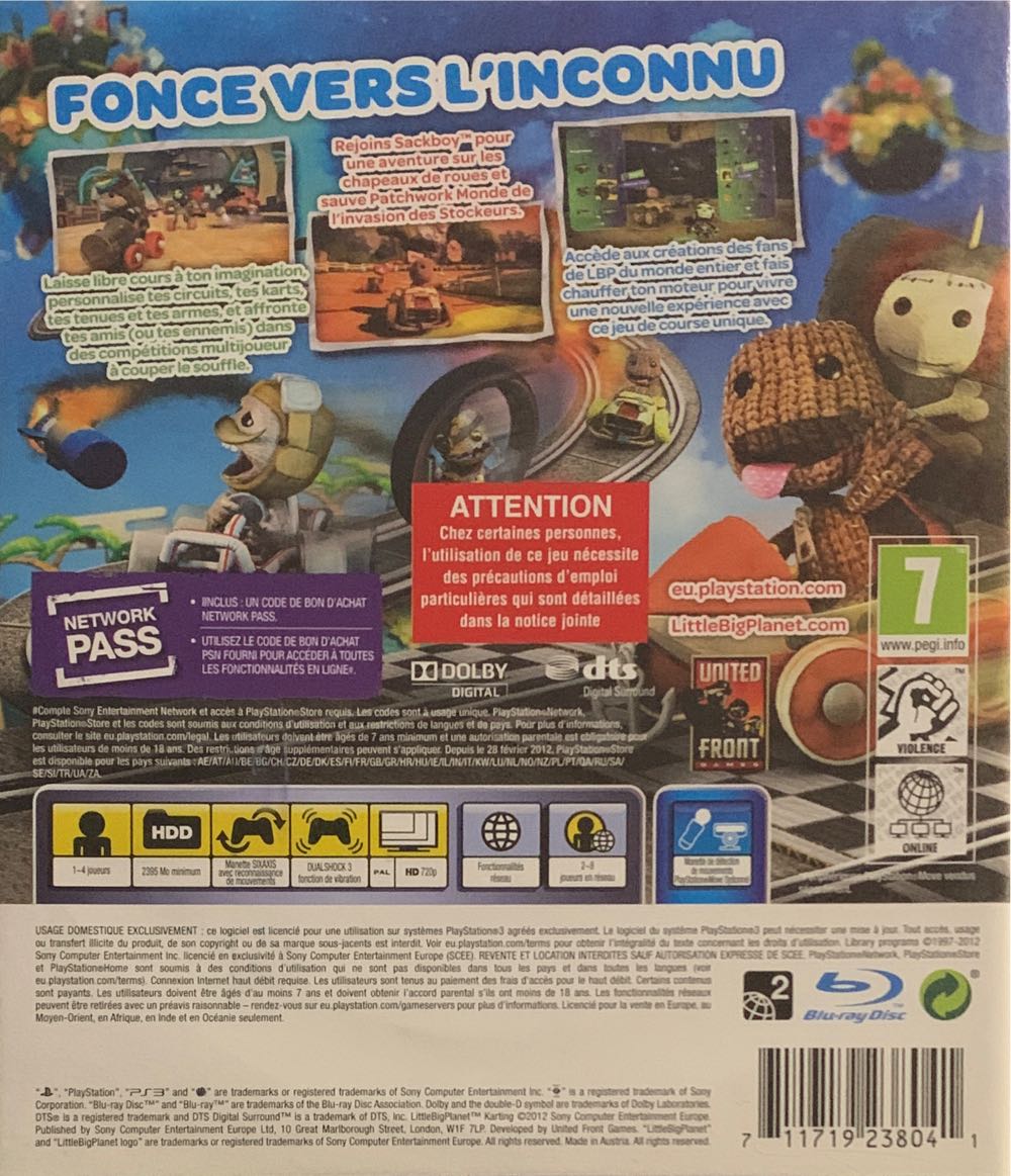 Little Big Planet Karting - Sony PlayStation 3 (PS3) (Sony Computer Entertainment - 4) video game collectible [Barcode 711719238041] - Main Image 2